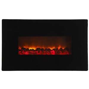   Flames 32 Wall Mount Black Glass Electric Fireplace