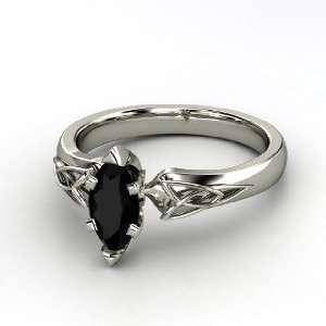   Fiona Marquise Ring, Marquise Black Onyx 14K White Gold Ring Jewelry