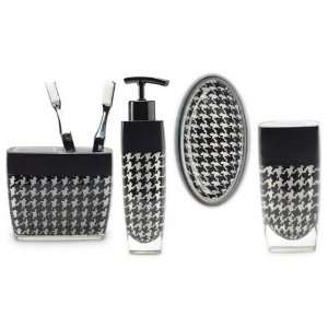  Houndstooth 4 Piece Bath Accessory Set (Black/white) (See 