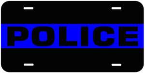 Police Blue Line Aluminum Car Auto Tag Novelty License Plate  