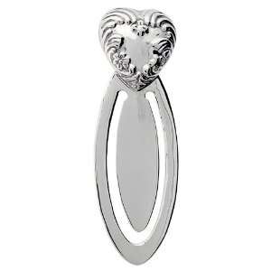  Sterling Silver Floral HEART Bookmark Clip 2 5/8 in. (66mm 