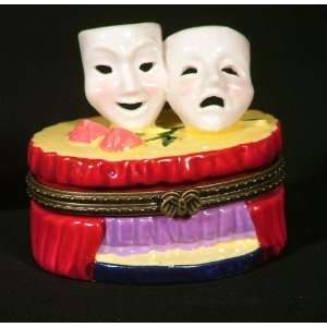  Greek Theater Comedy Tragedy Masks Hinged Box phb