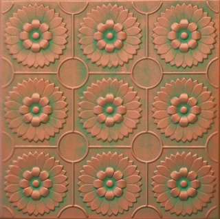 Painted Tin Look Ceiling Tiles COPPER PATINA R36 finish  