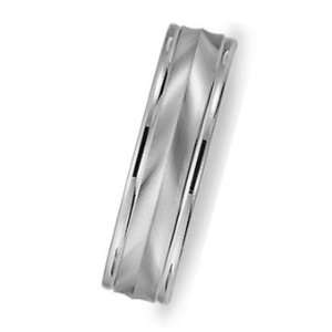  8.0 Millimeters 14Kt White Gold Wedding Ring with Brushed 