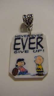 Never give up Charlie Brown Pendant Peanuts jewelry FUN  