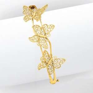  14k Gold Butterfly Bangle Bracelet Jewelry