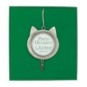 CR Gibson Cat Holiday Photo Ornament   2 5/8 x 4 tall