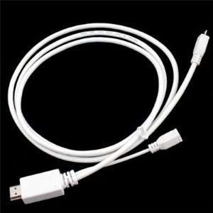  5Ft/1.5M White MHL Micro USB to HDMI TV OUT AV Cable Cord Output TV 