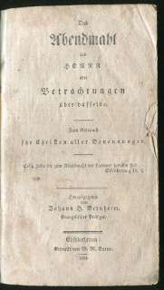 1834 Book Lutheran Elizabethtown Bernheim Baxter Hymns  