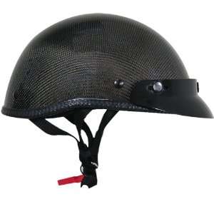   Low Profile Glossy Carbon Fiber Motorcycle Half Helmet   Size  2XL