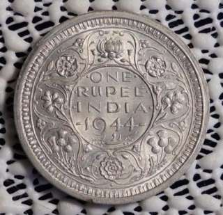 1944 BRITISH INDIA ONE RUPEE SILVER COIN UNCIRCULATED  