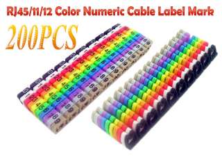 200pcs RJ45 RJ11 RJ12 Color Numeric Cable Label Mark  