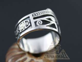 Egyptian Silver Eye of Horus UDJAT Ring size 9  