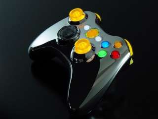 Xbox 360 XCM Controller Shell Case Chrome Yellow Leds  