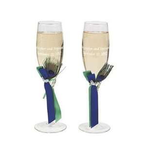  Personalized Peacock Champagne Flutes   Tableware & Party 
