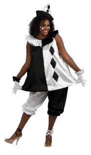 Mardi Gras Clown Plus Size Costume includes Black and White Harlequin 