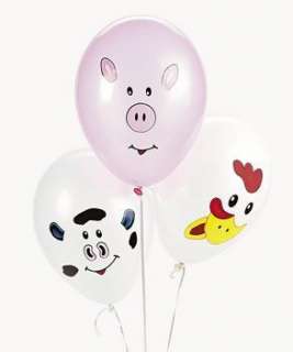   FARM ANIMAL BALLOONS Kids Birthday Party Game Activity Cow Pig Rooster