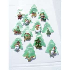  Christmas Pins Brooches Gold Plated 