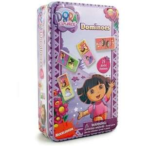 New 28 Pc Plastic Dominoes Set Dora the Explorer Game Collectible Pink 