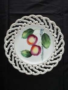   Japan Fruit Plum Peach Lattice Edge Decorative Plate 8 Inch  