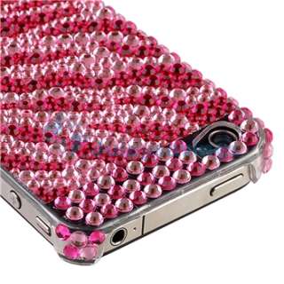 Pink Zebra Diamond Bling Hard Case Cover+Privacy LCD for Verizon ATT 
