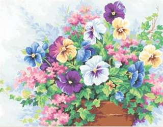 Dimensions Paint by Number Kit 14 x 11 ~ POTTED PANSIES Sale #91080 