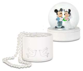 Disney Wedding Present Bride Groom MICKEY & MINNIE MOUSE SNOWGLOBE 