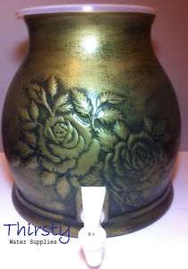 Water Crock Antique Porcelain Rose Dispenser Spigot NEW H2O Aqua Jug 