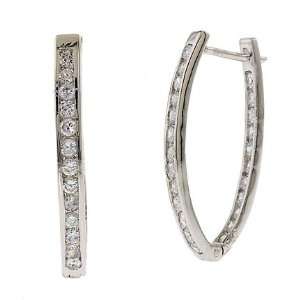   Wedding Cubic Zirconia {C.Z.} Diamond Silver Hoop Earrings Jewelry