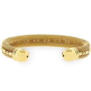  Modern Mesh 14k Gold Plate Cuff Bracelet Jewelry