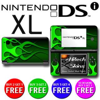   Skin (Graphic Decal) to fit   Nintendo DSi XL   GREEN FLAMES  
