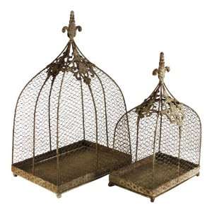  Rustic Wire Decorative Bird Cages   Set of 2