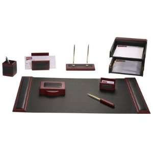  Desk Accessory Set, 10 piece Rosewood and Genuine Top 