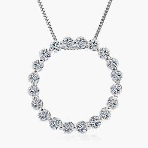  14k White Gold Diamond Circle Pendant Necklace Jewelry