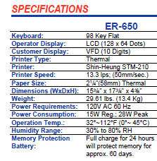 SAM4s ER650 Electronic Cash Register w/Printer (NEW)  