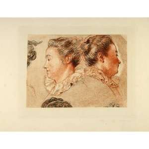   Heads Portrait Antoine Watteau   Original Lithograph