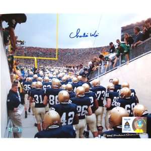 Charlie Weis Watching Team Walk out of Tunnel 8x10