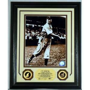 Cy Young Photo Mint w/two 24KT Gold Coins