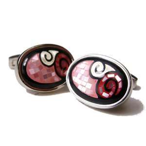   Deco Mosaic Mother of Pearl and Onyx Cufflinks DD DI99 4 0800 Jewelry