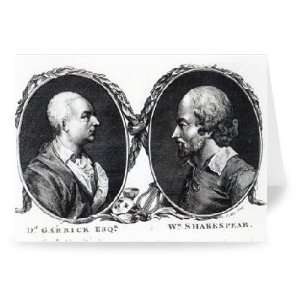 David Garrick and Shakespeare, engraved by   Greeting Card (Pack of 