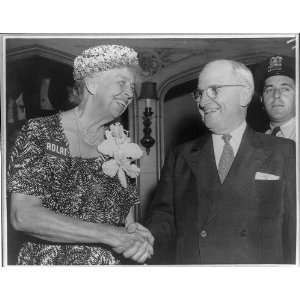 Eleanor Roosevelt,Adlai badge,Harry Truman,c1956