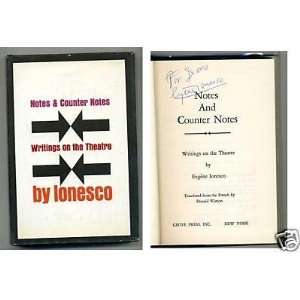  Eugene Ionesco Notes & Counter On Theatre Signed Book 