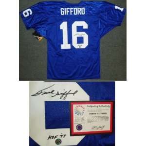 Frank Gifford Signed Blue Custom Throwback Jersey w/HOF77 