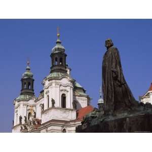Jan Hus Monument and Church of St. Nicolas, Old Town Square, Prague 