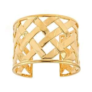  Kenneth Jay Lane   Polished Gold Basketweave Cuff Jewelry