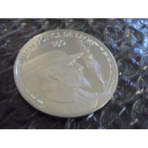   Great Explorers1988 Juan Ponce De Leon, Silver Coin 
