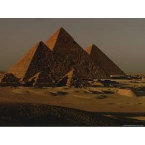  Giza Pyramids from Left  Kings Menkure, Khafre and Khufu 