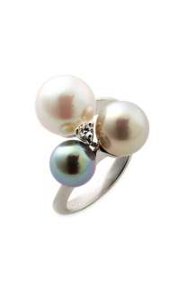 Majorica Pearl & Cubic Zirconia Cluster Ring  