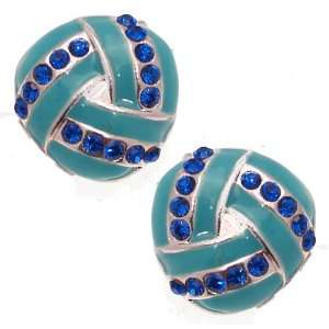 Lisa Marie Silver Turquoise Sapphire Crystal Clip On Earrings