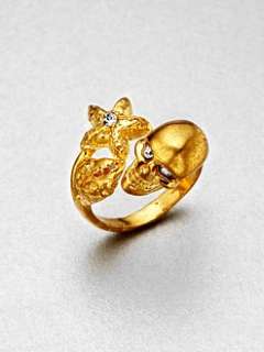 Alexander McQueen   Crystal Accented Skull & Claw Ring/Goldtone